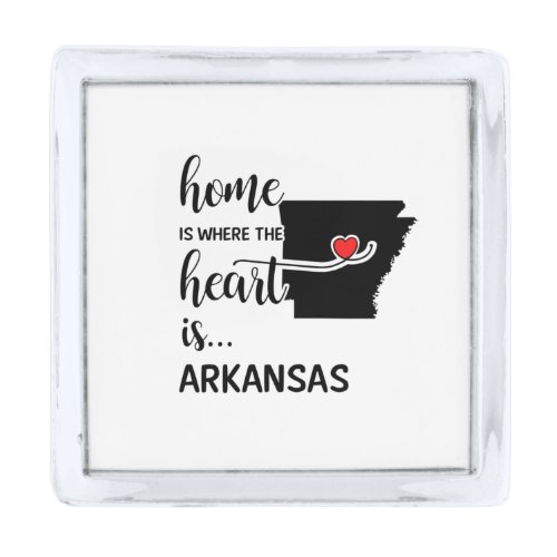 Arkansas home is where the heart is silver finish lapel pin