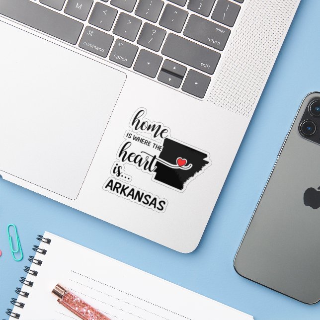 Arkansas home is where the heart is sticker (Laptop w/ iPhone)