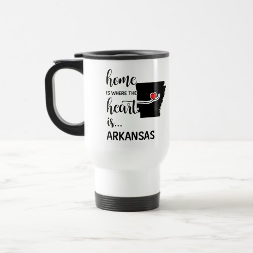 Arkansas home is where the heart is travel mug
