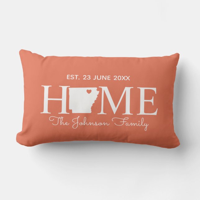 Arkansas home state map personalized family lumbar pillow (Front)
