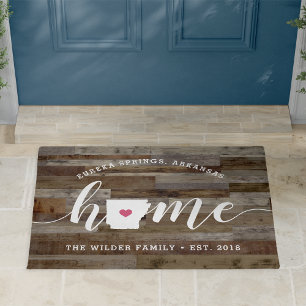 Arkansas Home State Personalized Wood Look Doormat