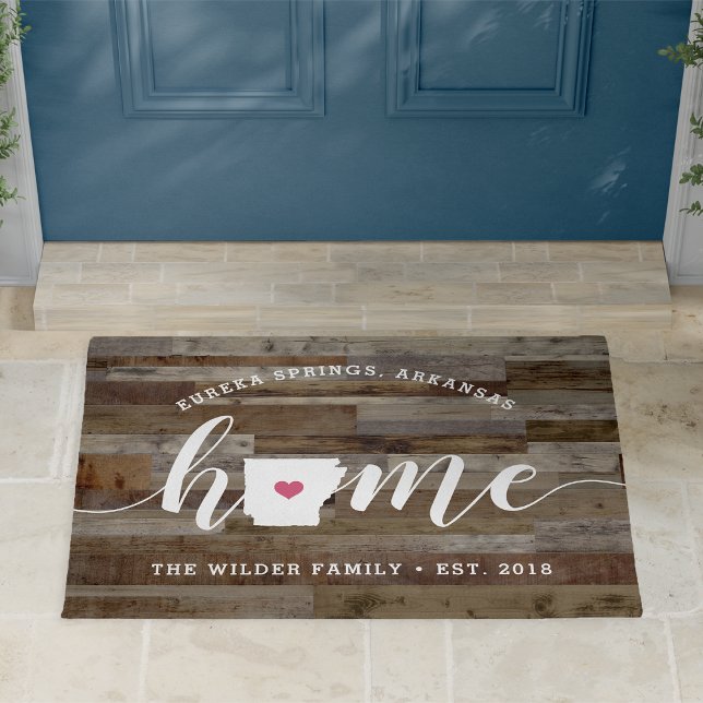 Arkansas Home State Personalized Wood Look Doormat (Creator Uploaded)