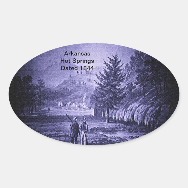 Arkansas Hot Springs Vintage 1844 Oval Sticker (Front)