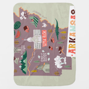 Arkansas Illustrated: USA Travel Map Baby Blanket