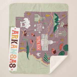 Arkansas Illustrated: USA Travel Map Sherpa Blanket