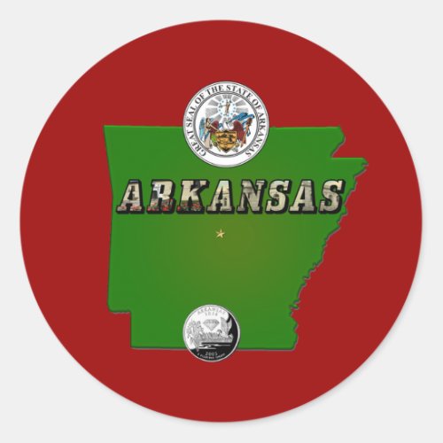 Arkansas Map Seal and State Faux Quarter
