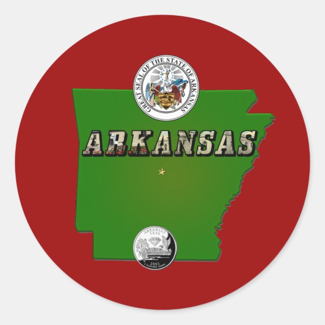 Arkansas Map, Seal and State Faux Quarter (Front)