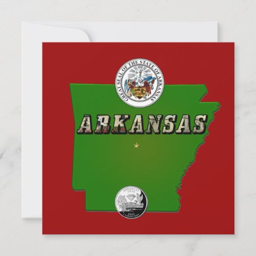 Arkansas Map Seal and State Faux Quarter Invitation