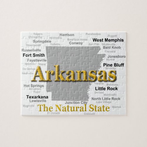 Arkansas Map Silhouette Jigsaw Puzzle