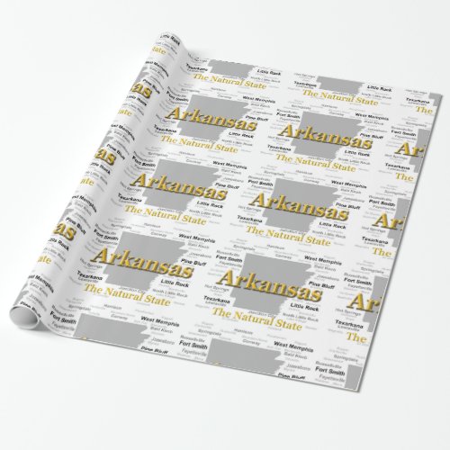 Arkansas Map Silhouette Wrapping Paper