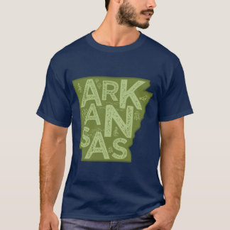 Arkansas Map Typography Green T-Shirt