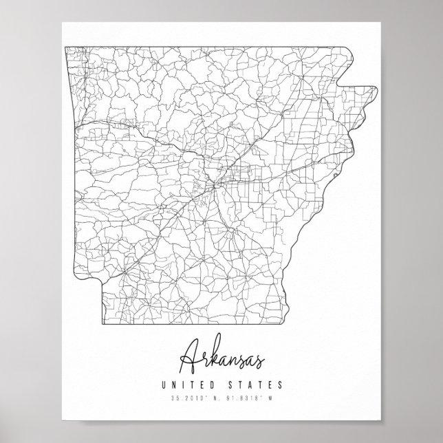 Arkansas Minimal Street Map Poster (Front)