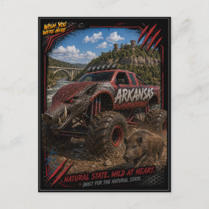 Arkansas Monster Truck Off Road Art Postcard