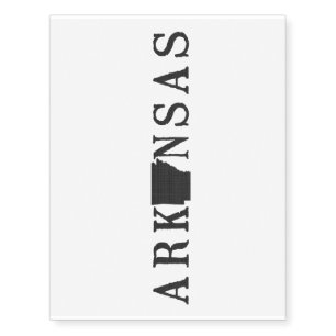 Arkansas Name with State Shaped Letter Temporary Tattoos
