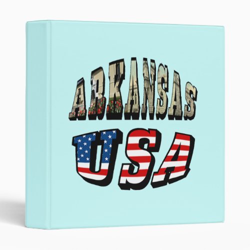 Arkansas Picture and USA Flag Text 3 Ring Binder