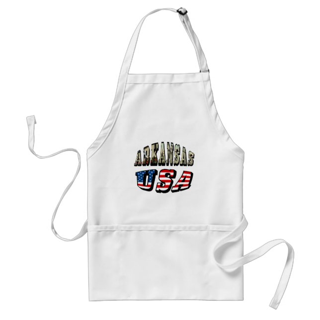 Arkansas Picture and USA Flag Text Adult Apron (Front)