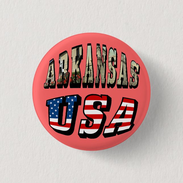 Arkansas Picture and USA Flag Text Button (Front)
