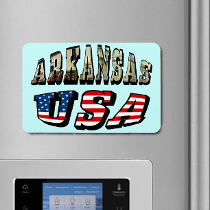 Arkansas Picture and USA Flag Text Flexible Magnet