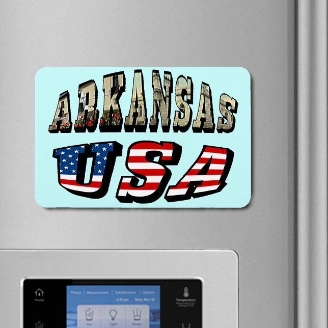 Arkansas Picture and USA Flag Text Flexible Magnet (Arkansas Picture and USA Flag Text Flexible Magnet)