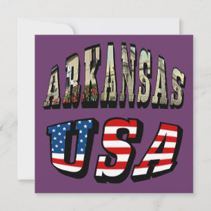 Arkansas Picture and USA Flag Text Invitation