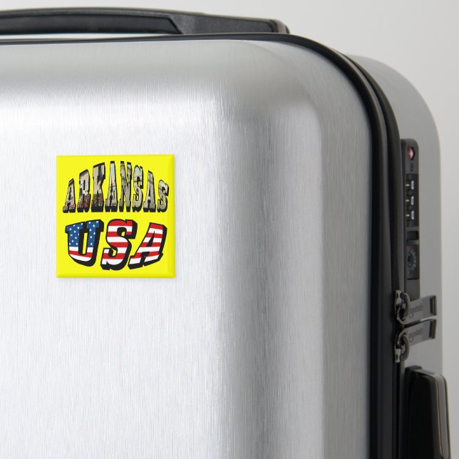 Arkansas Picture and USA Flag Text Magnet (In Situ (Luggage))