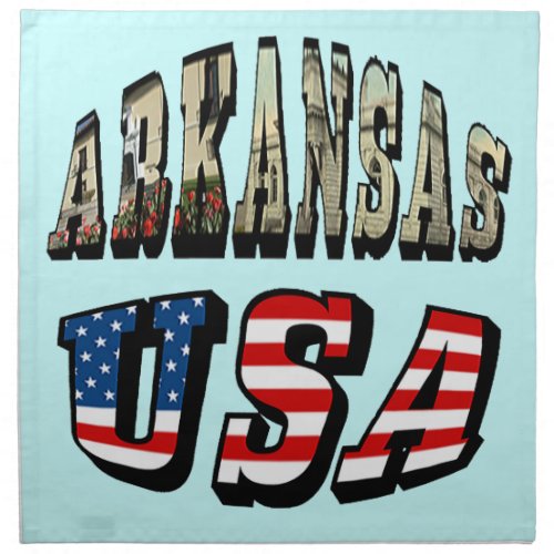 Arkansas Picture and USA Flag Text Napkin