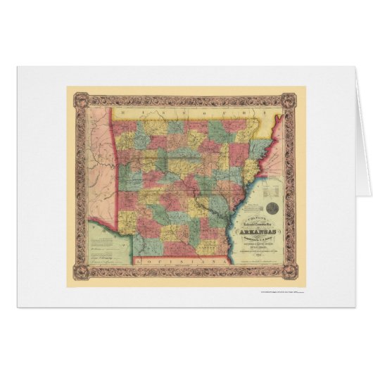 Arkansas Railroad Map 1854 Cards (Front Horizontal)