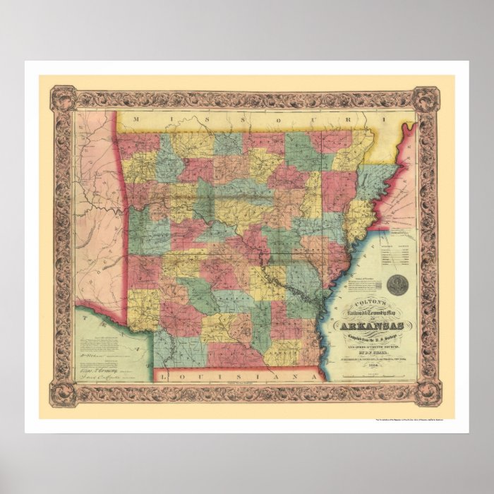 Arkansas Railroad Map 1854 Posters