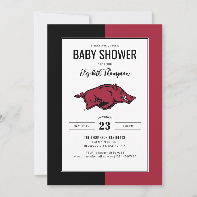 Arkansas Razorbacks Baby Shower Invitation (Front)