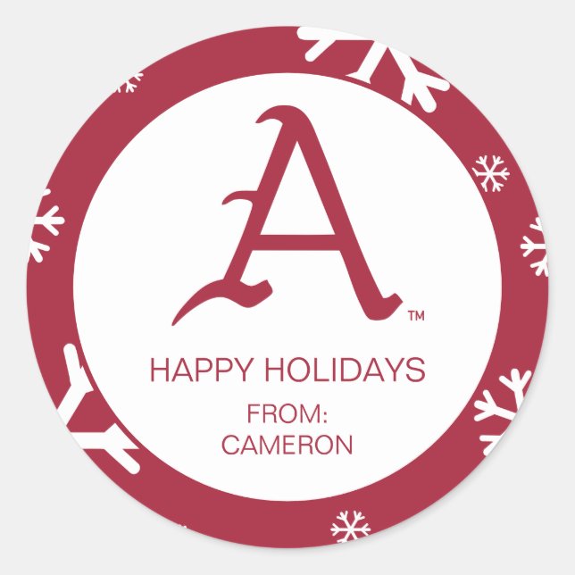 Arkansas Razorbacks Classic "A" Baseball Logo Classic Round Sticker (Front)