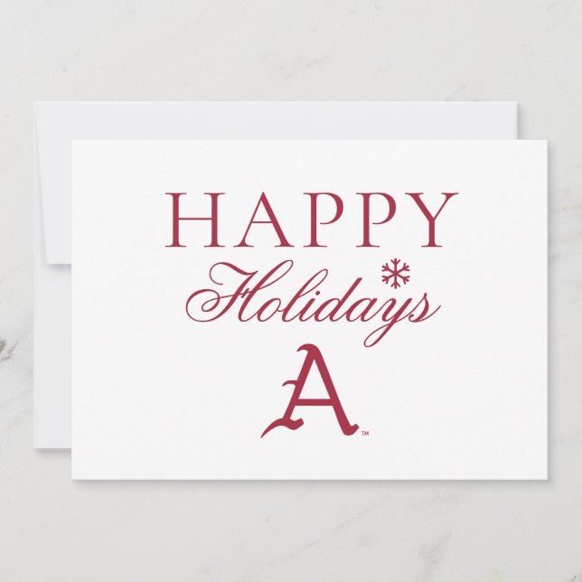 Arkansas Razorbacks Classic "A" Baseball Logo Holiday Card (Front)
