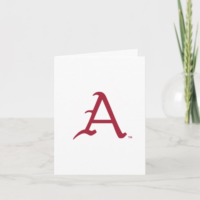 Arkansas Razorbacks Classic "A" Baseball Logo Letterpress Thank You Card (Front)