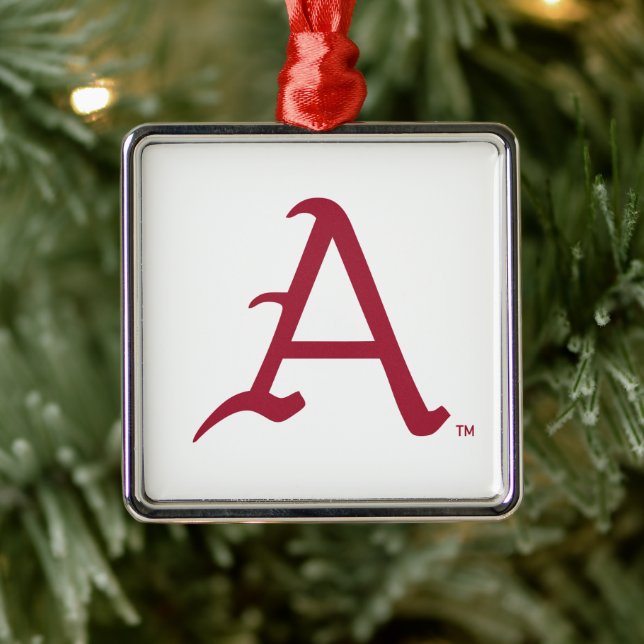 Arkansas Razorbacks Classic "A" Baseball Logo Metal Ornament (Tree)