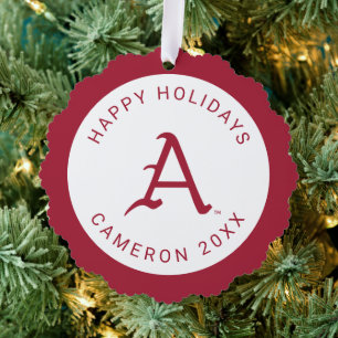 Arkansas Razorbacks Classic "A" Baseball Logo Ornament Card