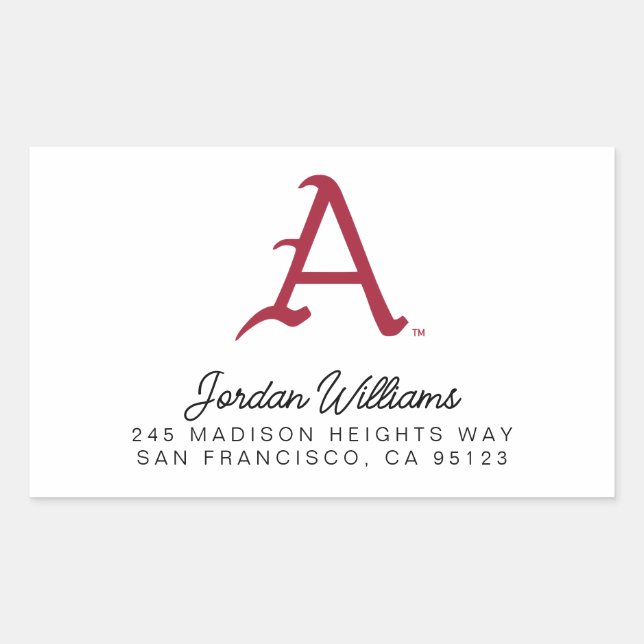 Arkansas Razorbacks Classic "A" Baseball Logo Rectangular Sticker (Front)