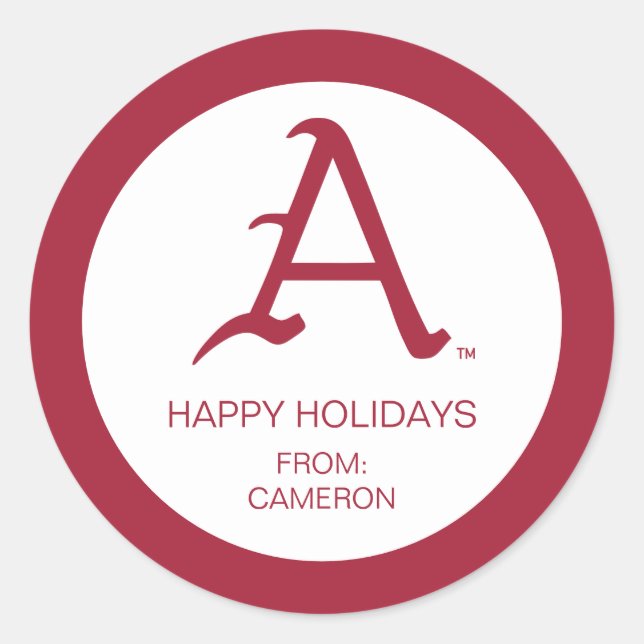 Arkansas Razorbacks Classic "A" Baseball Logo Round Sticker (Front)