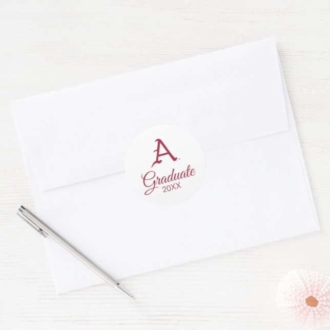 Arkansas Razorbacks Classic "A" Baseball Logo Round Sticker (Envelope)