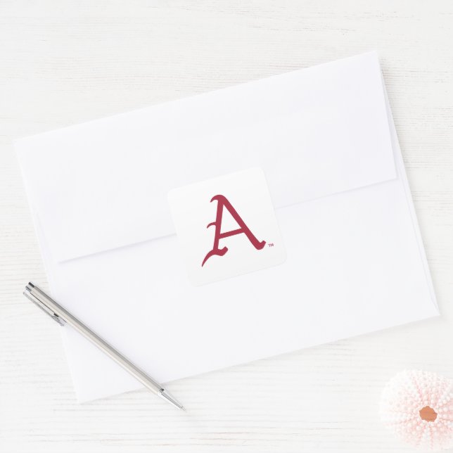 Arkansas Razorbacks Classic "A" Baseball Logo Square Sticker (Envelope)