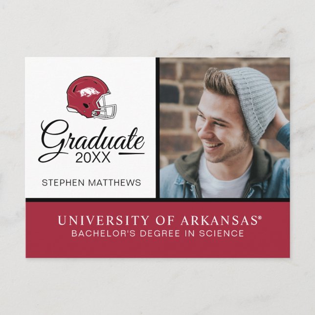 Arkansas Razorbacks Football Helmet Announcement Postcard (Front)