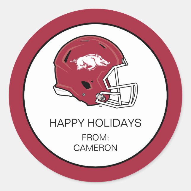 Arkansas Razorbacks Football Helmet Classic Round Sticker (Front)