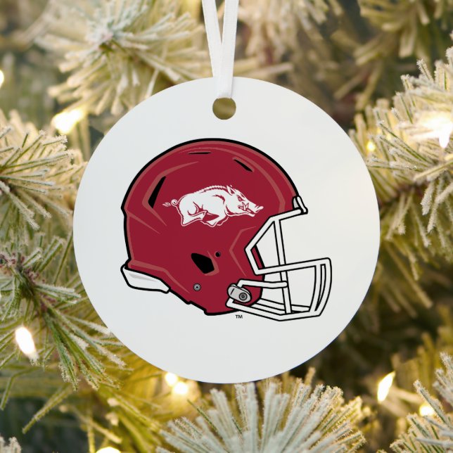Arkansas Razorbacks Football Helmet Metal Ornament (Insitu)