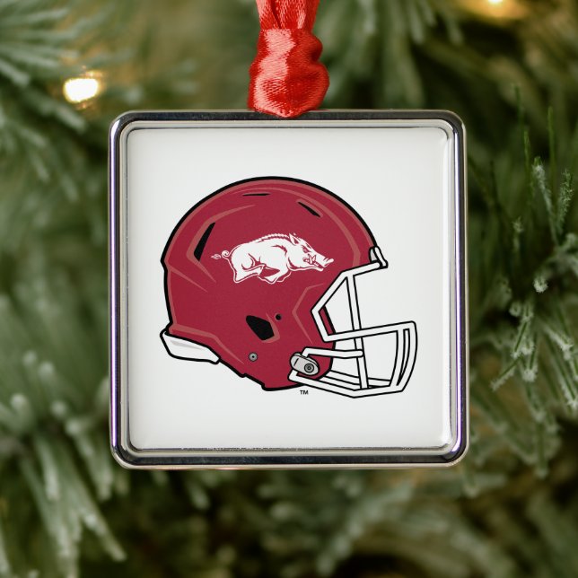 Arkansas Razorbacks Football Helmet Metal Ornament (Tree)