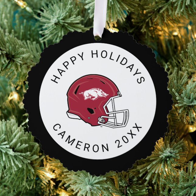 Arkansas Razorbacks Football Helmet Ornament Card (Insitu (Tree))