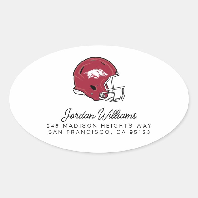 Arkansas Razorbacks Football Helmet Oval Sticker (Front)