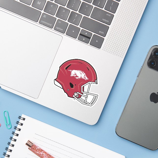 Arkansas Razorbacks Football Helmet Sticker (Laptop w/ iPhone)