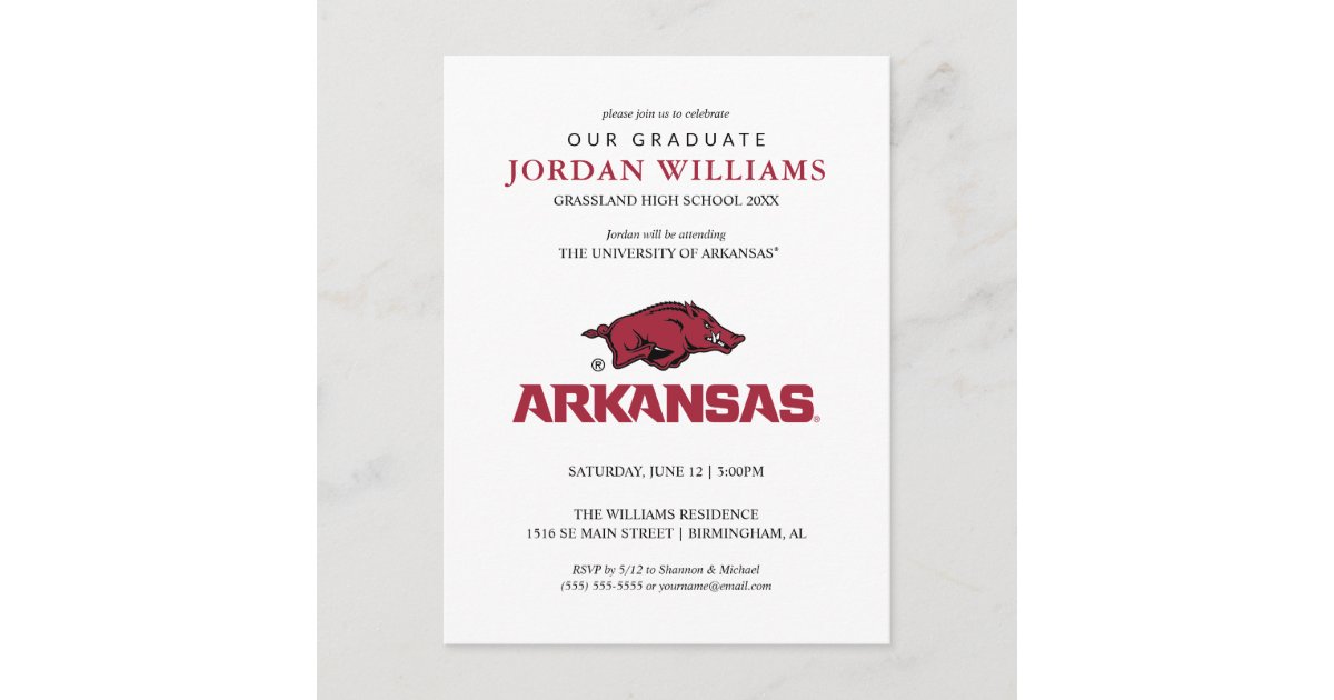 Arkansas Razorbacks Logo Announcement Postcard | Zazzle
