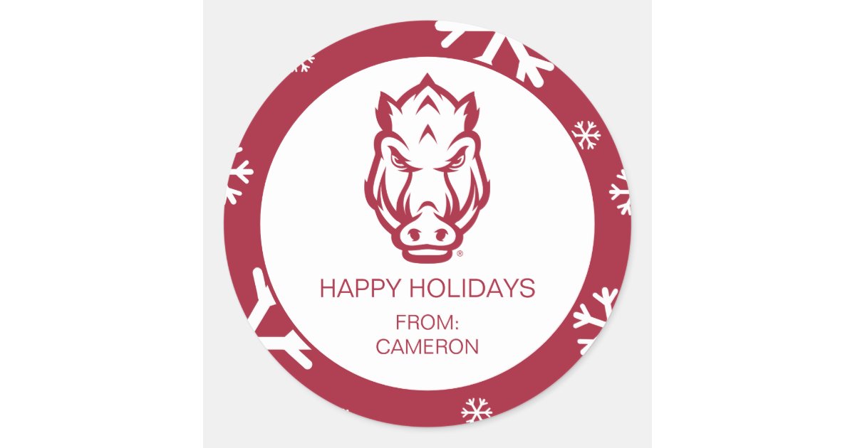 Rounded Razorback Logo Arkansas Razorbacks Mascot Logo Classic Round Sticker | Zazzle