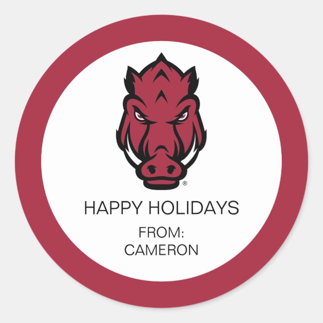 Arkansas Razorbacks Mascot Logo Classic Round Sticker (Front)