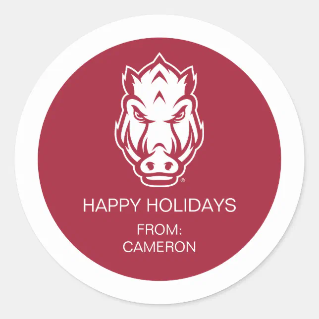 Rounded Razorback Logo Arkansas Razorbacks Mascot Logo Classic Round Sticker | Zazzle