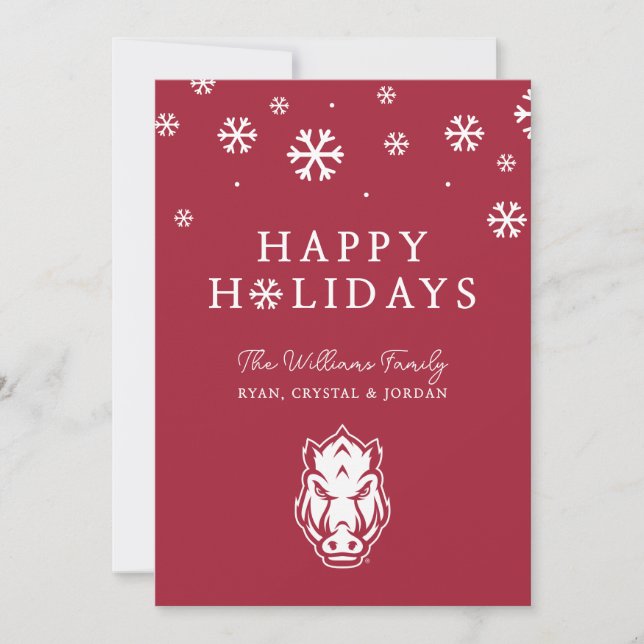 Arkansas Razorbacks Mascot Logo Holiday Card (Front)